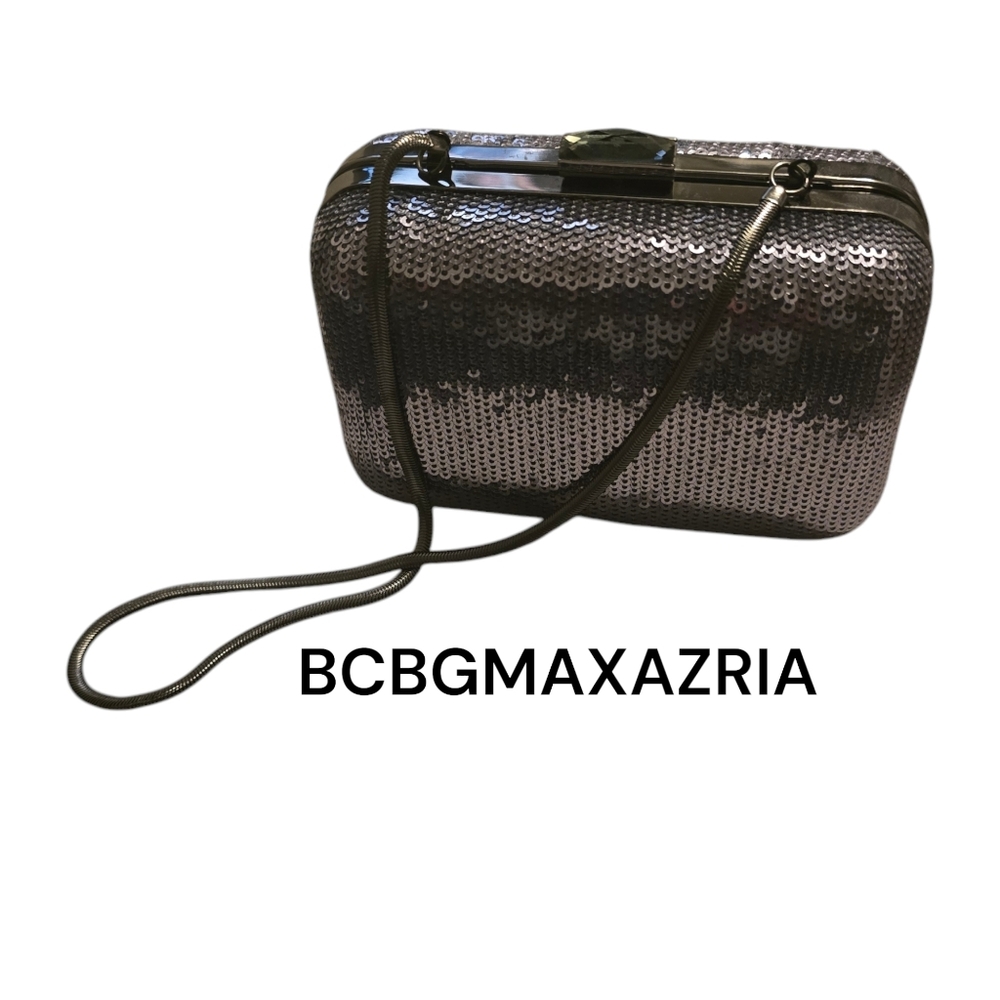 BCBGMAXAZRIA Dark Silver Sequined Clutch